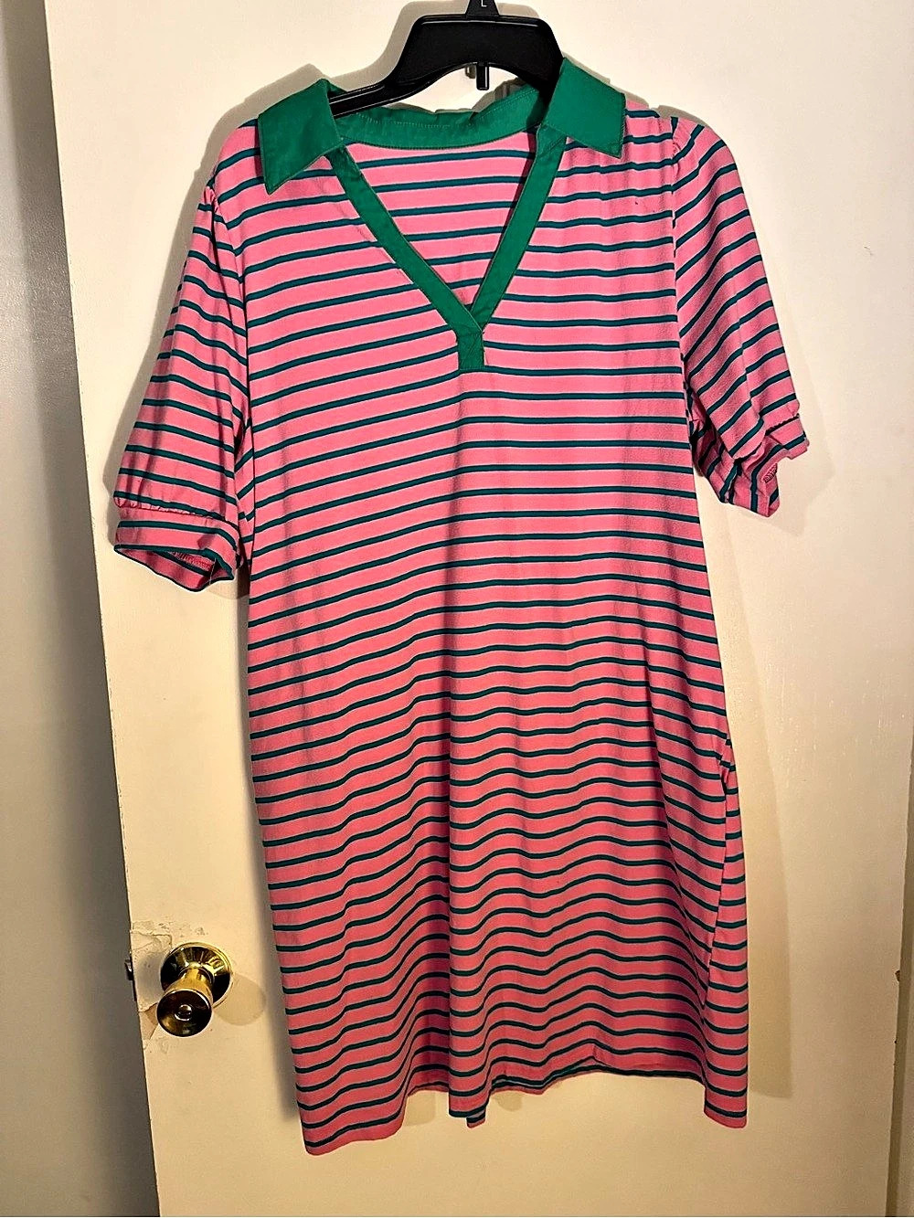 SHEIN Striped Mini Dress in Pink & Green Size Large